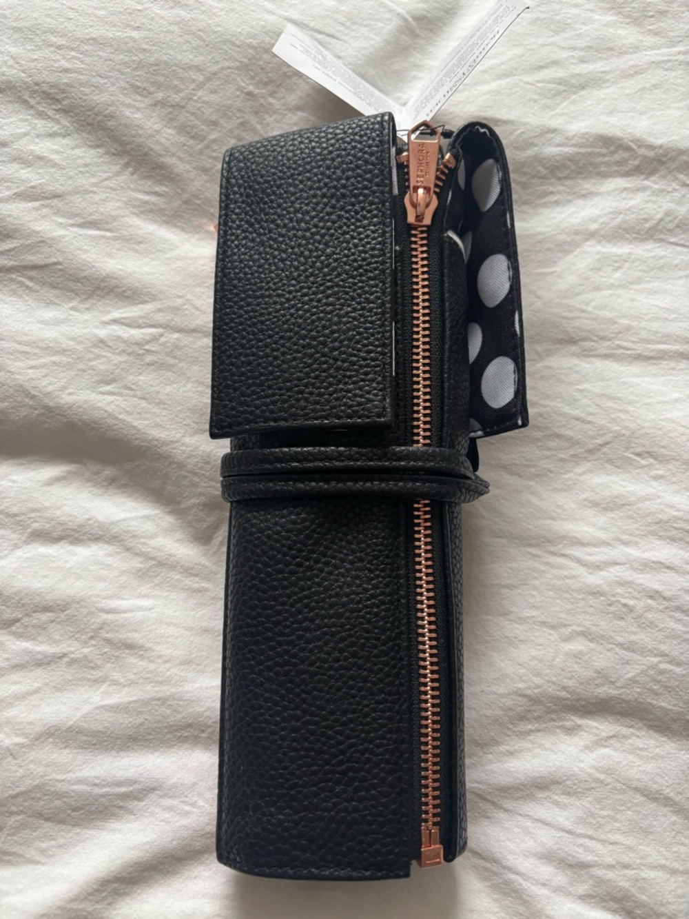 Sephora Black Pebbled Brush Roll with Rose Gold Hardware